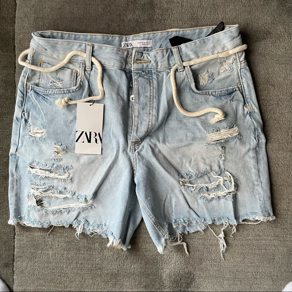 Zara Distressed Jean Shorts - Size 34